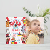 Circus Birthday Foto Einladung (Stehend Vorderseite)