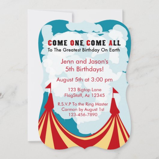 Circus Birthday Invitation Einladung (Vorderseite)