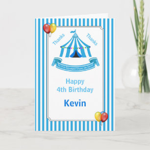 Circus Birthday Party Blue Karte
