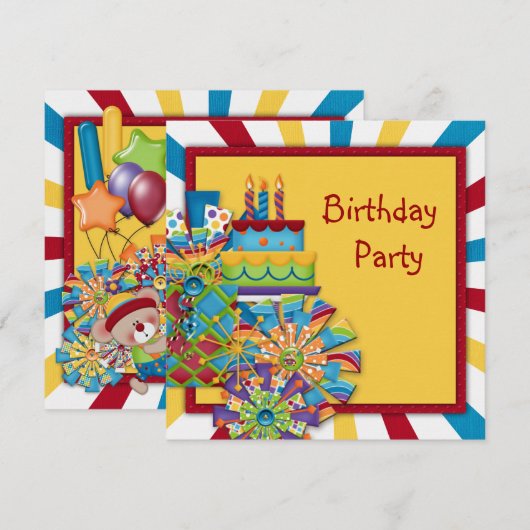Circus Birthday Party Einladung (Vorne/Hinten)