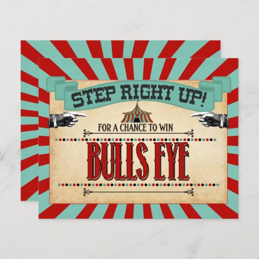 Circus Birthday Party Game Sign Bulls Auge (Vorne/Hinten)