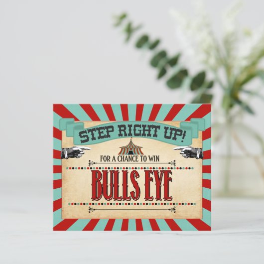 Circus Birthday Party Game Sign Bulls Auge (Stehend Vorderseite)
