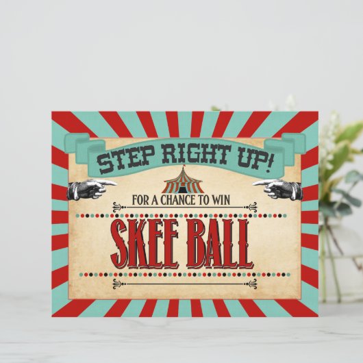 Circus Birthday Party Game Sign Skee Ball (Stehend Vorderseite)