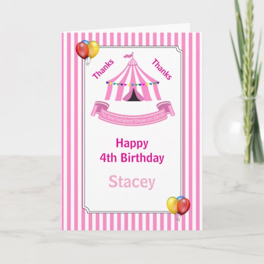 Circus Birthday Party Pink Karte (Vorderseite)
