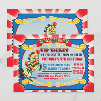 Circus Birthday Party VIP Ticket Einladung
