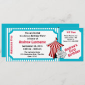Circus Birthday Pass Einladung (Vorne/Hinten)