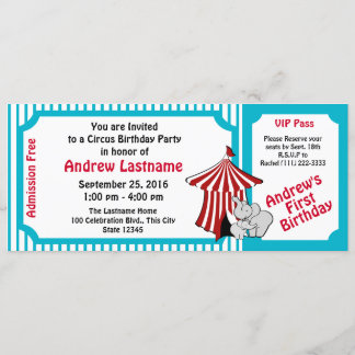 Circus Birthday Pass Einladung