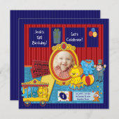 Circus Boys Foto 1. Geburtstag Party Einladung (Vorne/Hinten)