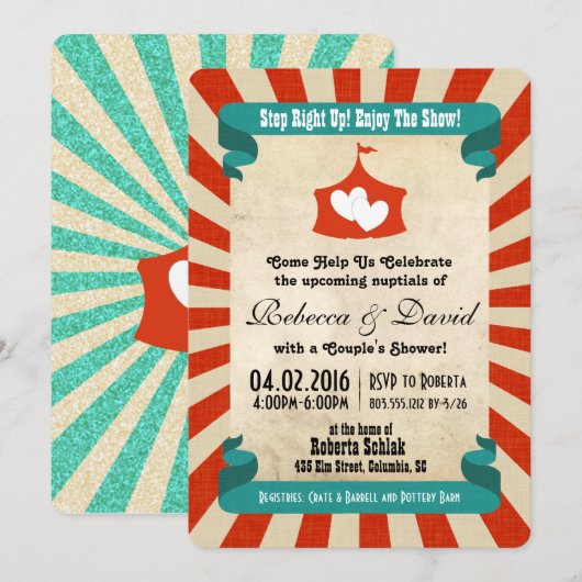 Circus Bridal Dusche Einladung (Vorne/Hinten)