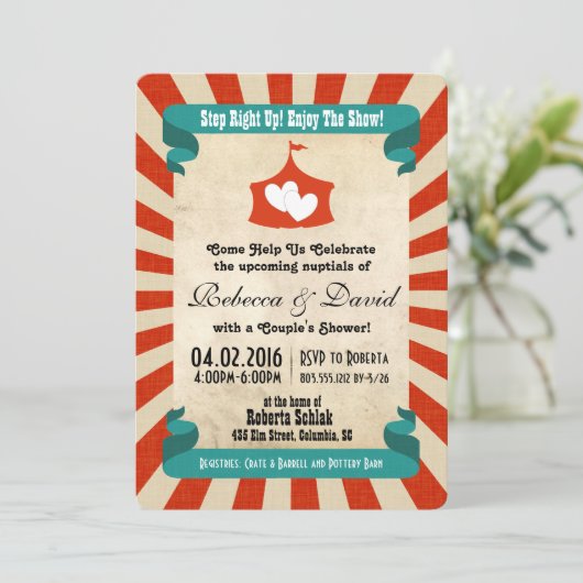 Circus Bridal Dusche Einladung (Stehend Vorderseite)