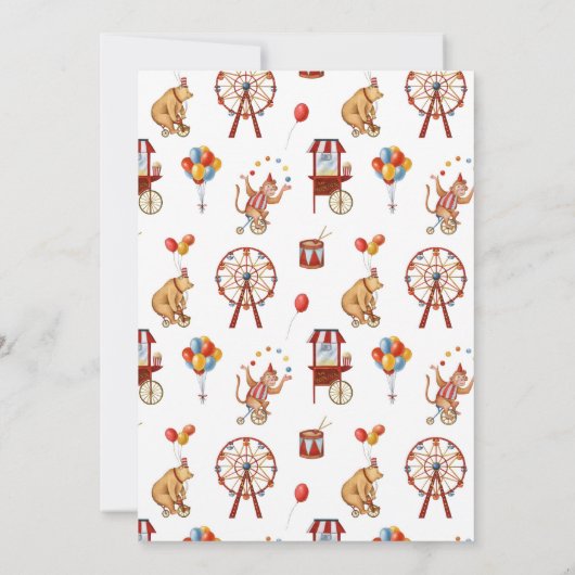 Circus Carnival Baby Dusche Einladung (Rückseite)