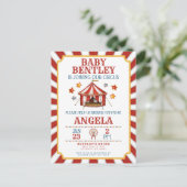 Circus Carnival Baby Dusche Einladung Postkarte (Stehend Vorderseite)