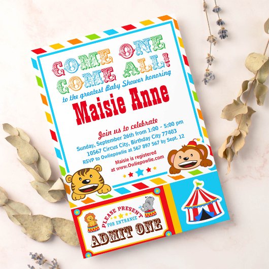 Circus Carnival Baby Dusche Party Einladung