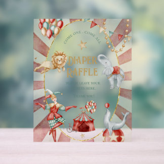 Circus Carnival Baby Shower Diaper Raffle Acrylschild