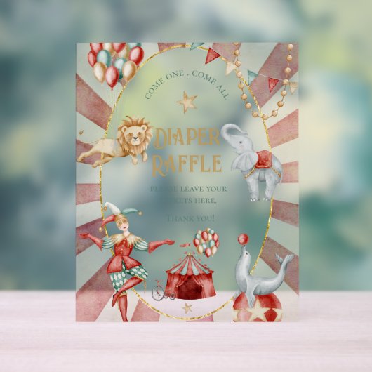 Circus Carnival Baby Shower Diaper Raffle Acrylschild (Neutral)