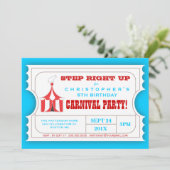 Circus Carnival Birthday Party Ticket Invitation Einladung (Stehend Vorderseite)