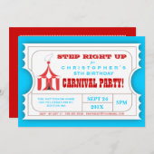 Circus Carnival Birthday Party Ticket Invitation Einladung (Vorne/Hinten)