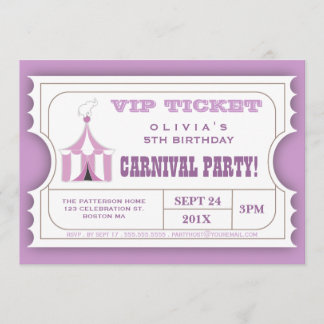 Circus Carnival Birthday Party Ticket Invitation Einladung