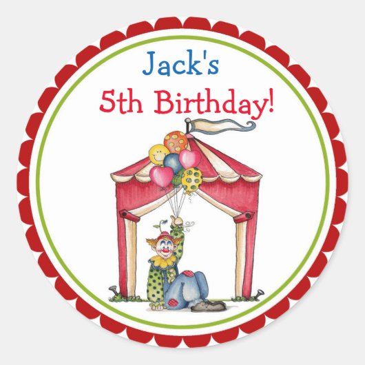 Circus Carnival Clown Geburtstagsparty Gunst Stick Runder Aufkleber (Vorderseite)