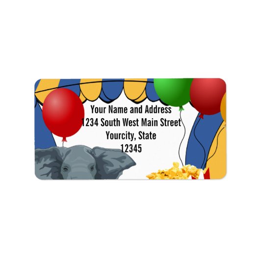 Circus Carnival Custom Geburtstag Adressaufkleber (Vorne)
