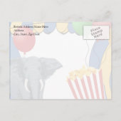 Circus Carnival Custom Geburtstag Ankündigungspostkarte (Rückseite)