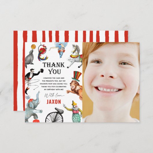 Circus Carnival Festival Show Kind Geburtstag Dankeskarte (Vorne/Hinten)