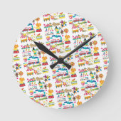 Circus Carnival Fun Clock Runde Wanduhr (Vorderseite)