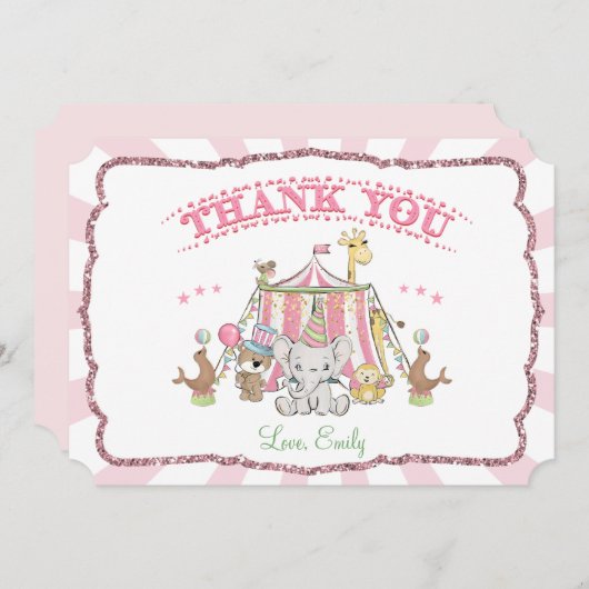 Circus Carnival Geburtstag Danke Karte (Vorne/Hinten)