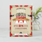 Circus Carnival Geburtstagsparty Red Einladung (Stehend Vorderseite)