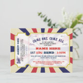 Circus Carnival Gender Reveal Baby Showeinlage ein Einladung (Stehend Vorderseite)