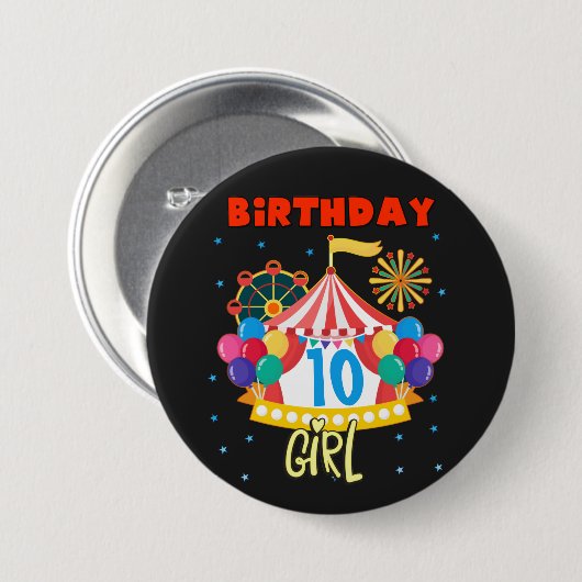 Circus Carnival Party Girl Matching Button (Vorne & Hinten)