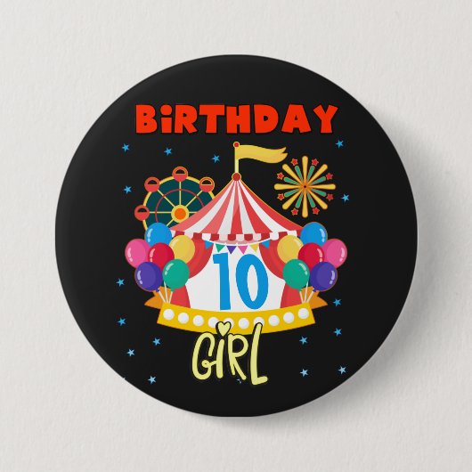 Circus Carnival Party Girl Matching Button (Vorderseite)