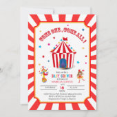 Circus Carnival Watercolor Kinderdusche Einladung (Vorderseite)