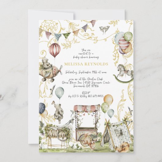 Circus Carnival | Woodland Forest Baby Dusche Einladung (Vorderseite)