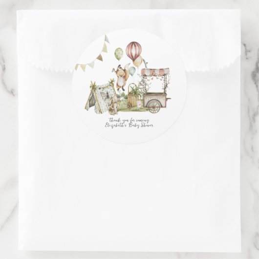 Circus Carnival | Woodland Forest Baby Dusche Runder Aufkleber (Tasche)