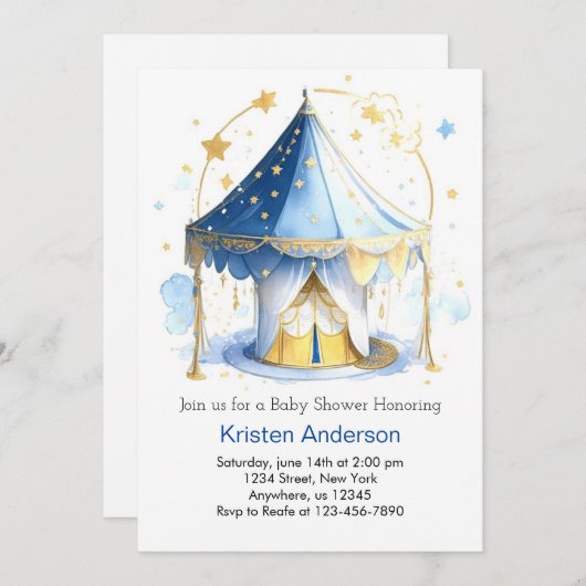 Circus Carousel Adventure erwartet Boy Baby Shower Einladung (Vorne/Hinten)