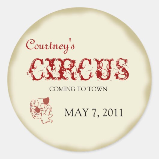 Circus Childrens Geburtstagsticker Runder Aufkleber (Vorderseite)