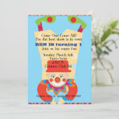 Circus Clow auf den Kopf Einladung zum Geburtstag (Stehend Vorderseite)