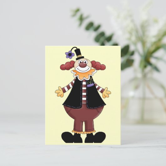 Circus Clown Act Postkarte (Stehend Vorderseite)