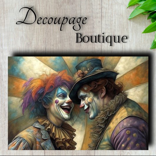 Circus Clown Couple Decoupage Seidenpapier