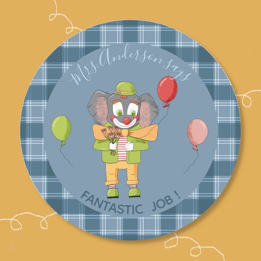 Circus Clown Elephant Student Reward Sticker
