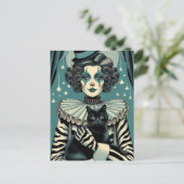 Circus Clown-Frau und eine schwarze Katze Postkarte (Stehend Vorderseite)