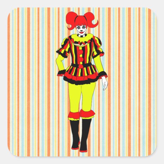 Circus Clown Frauenseitenshow Freak Horror Gothic  Quadratischer Aufkleber (Vorderseite)