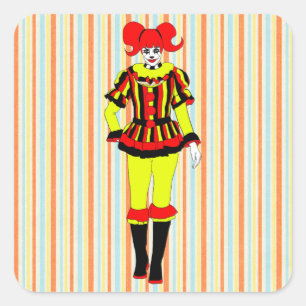 Circus Clown Frauenseitenshow Freak Horror Gothic Quadratischer Aufkleber