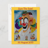 Circus Clown - Save the Date Postkarte (Vorne/Hinten)