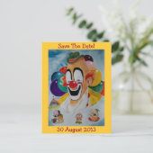 Circus Clown - Save the Date Postkarte (Stehend Vorderseite)