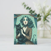 Circus Clown und ein schwarzes Kitty Postkarte (Stehend Vorderseite)