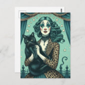 Circus Clown und ein schwarzes Kitty Postkarte (Vorne/Hinten)