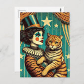 Circus Clown und eine Tiger Kitty Postkarte (Vorne/Hinten)