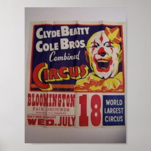 Circus, Clyde Beatty und Cole Bros Retro Theater Poster